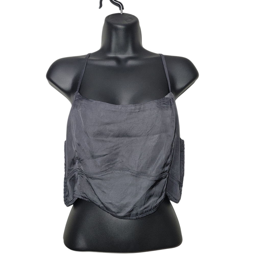NWT Aerie Black Corset Style Crop Top Large Adjustable Straps